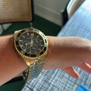 Guess Black and Gold Chronograph Watch